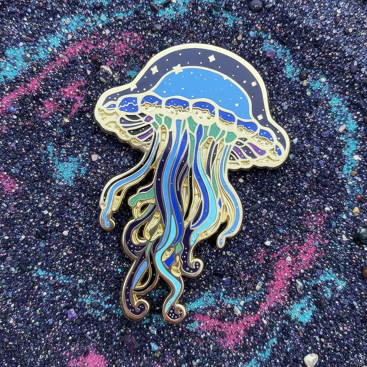 Astral Drifter Enamel Pin - Celestial Space Jellyfish