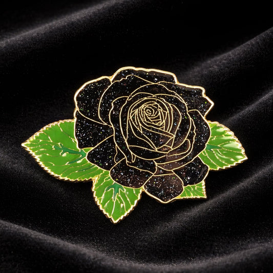 Black Rose Blossom Enamel Pin