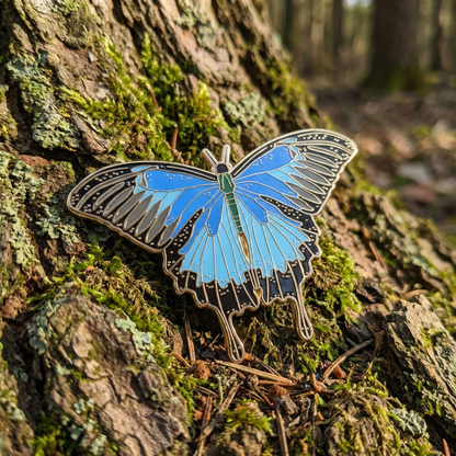 Blue Emperor Butterfly Enamel Pin