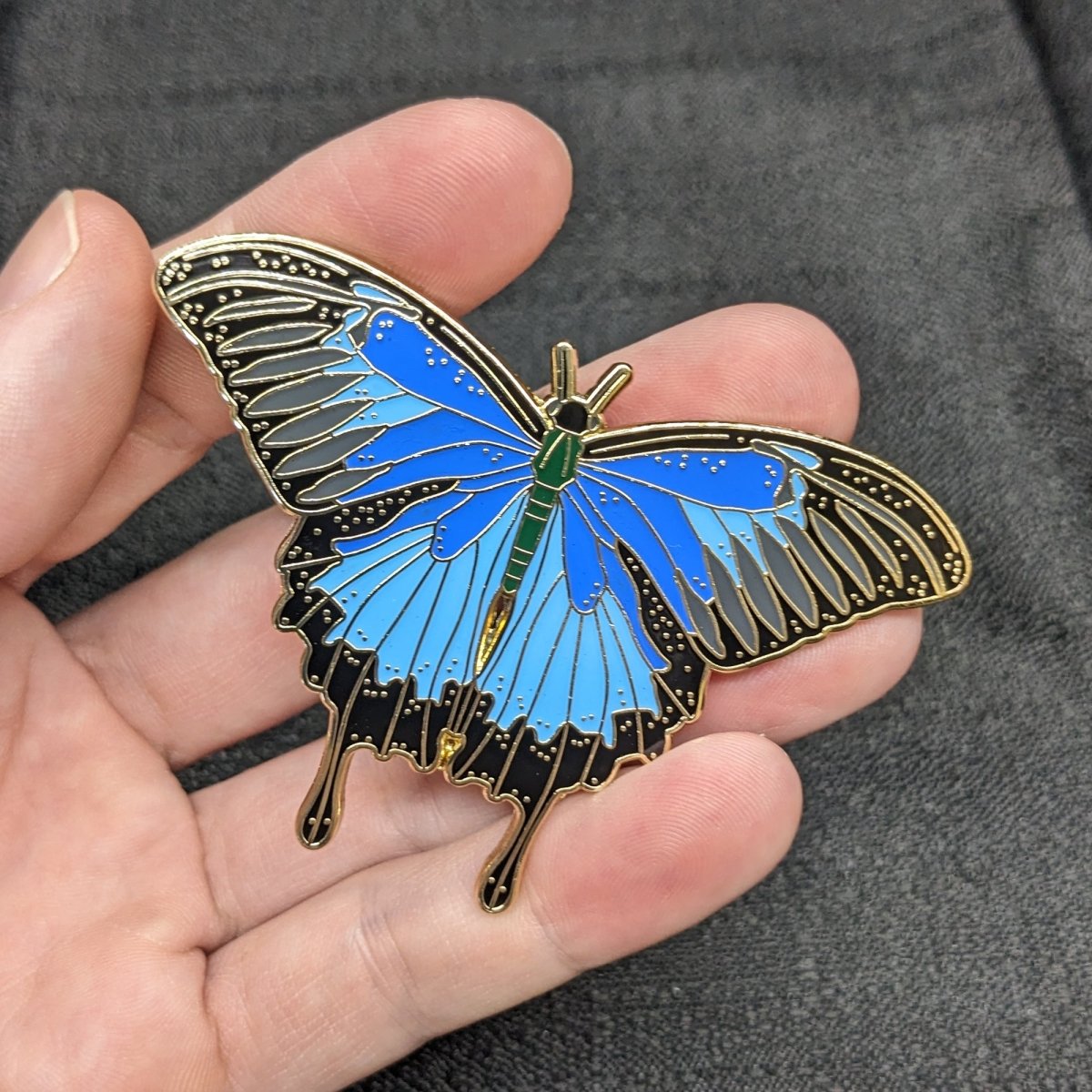 Blue Emperor Butterfly Enamel Pin (B Grade)