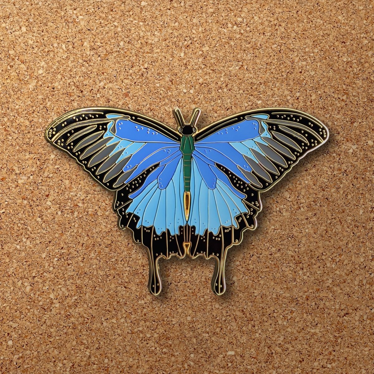Blue Emperor Butterfly Enamel Pin (B Grade)