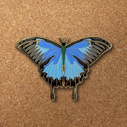 Blue Emperor Butterfly Enamel Pin (B Grade)