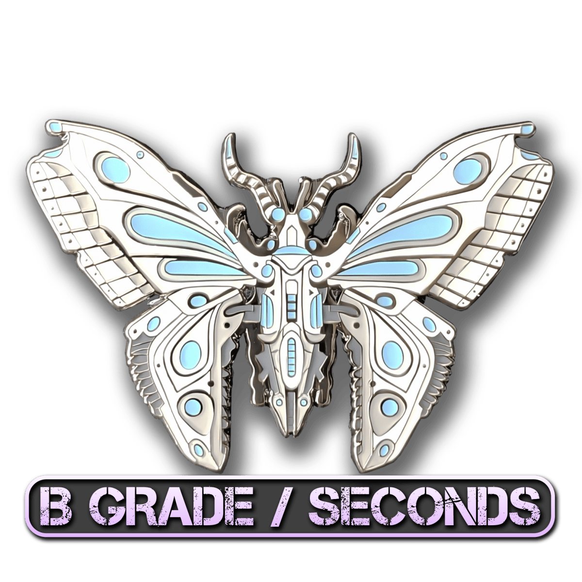 Blue Robot Butterfly Enamel Pin (B Grade)