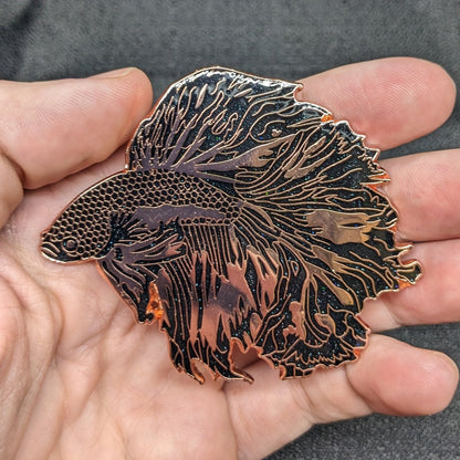 Copper Eclipse Betta Fish Enamel Pin (Limited Edition LE50)