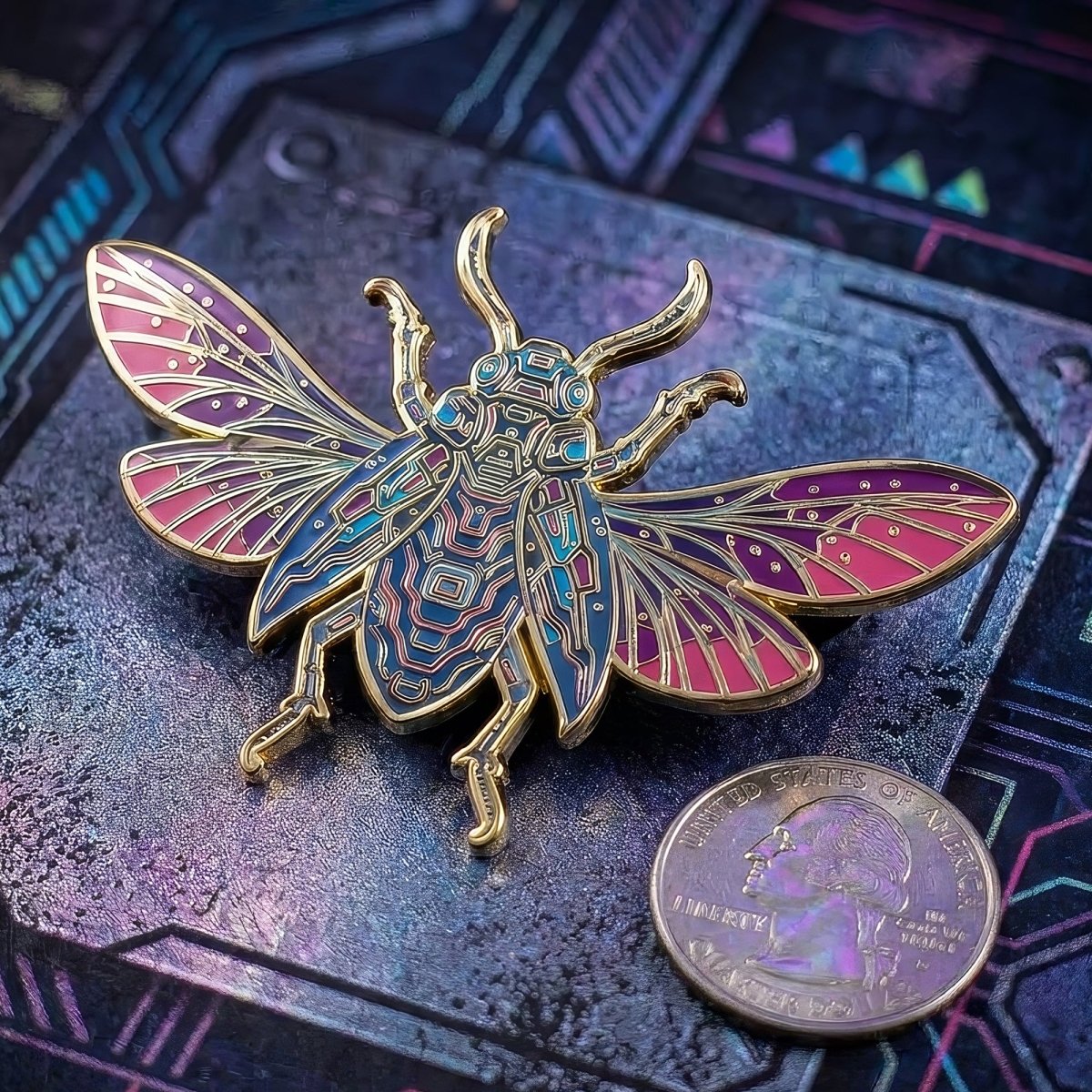 Cyberpunk Beetle Enamel Pin
