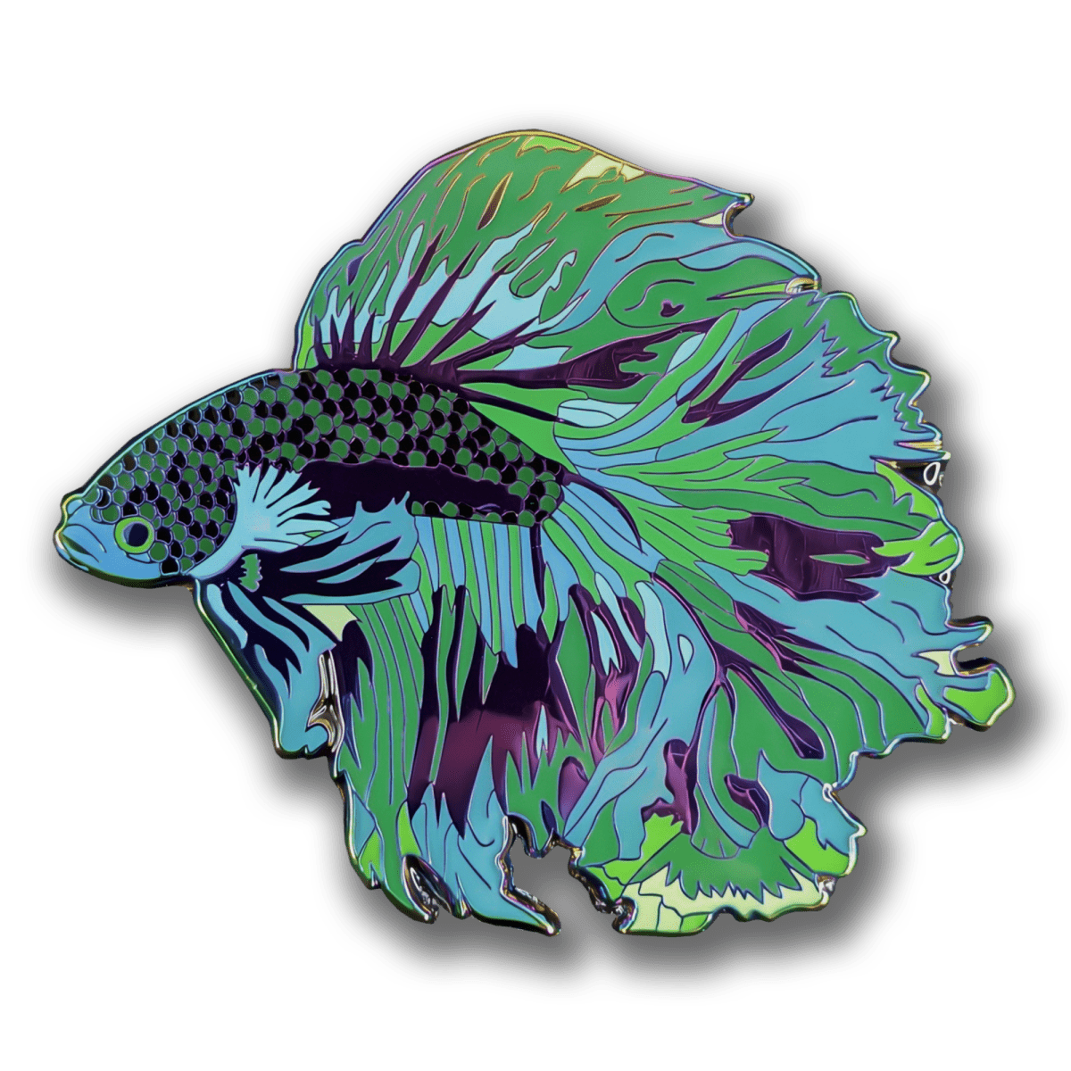 Green Wave Betta Fish Enamel Pin