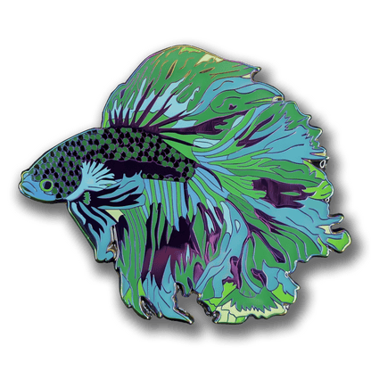 Green Wave Betta Fish Enamel Pin
