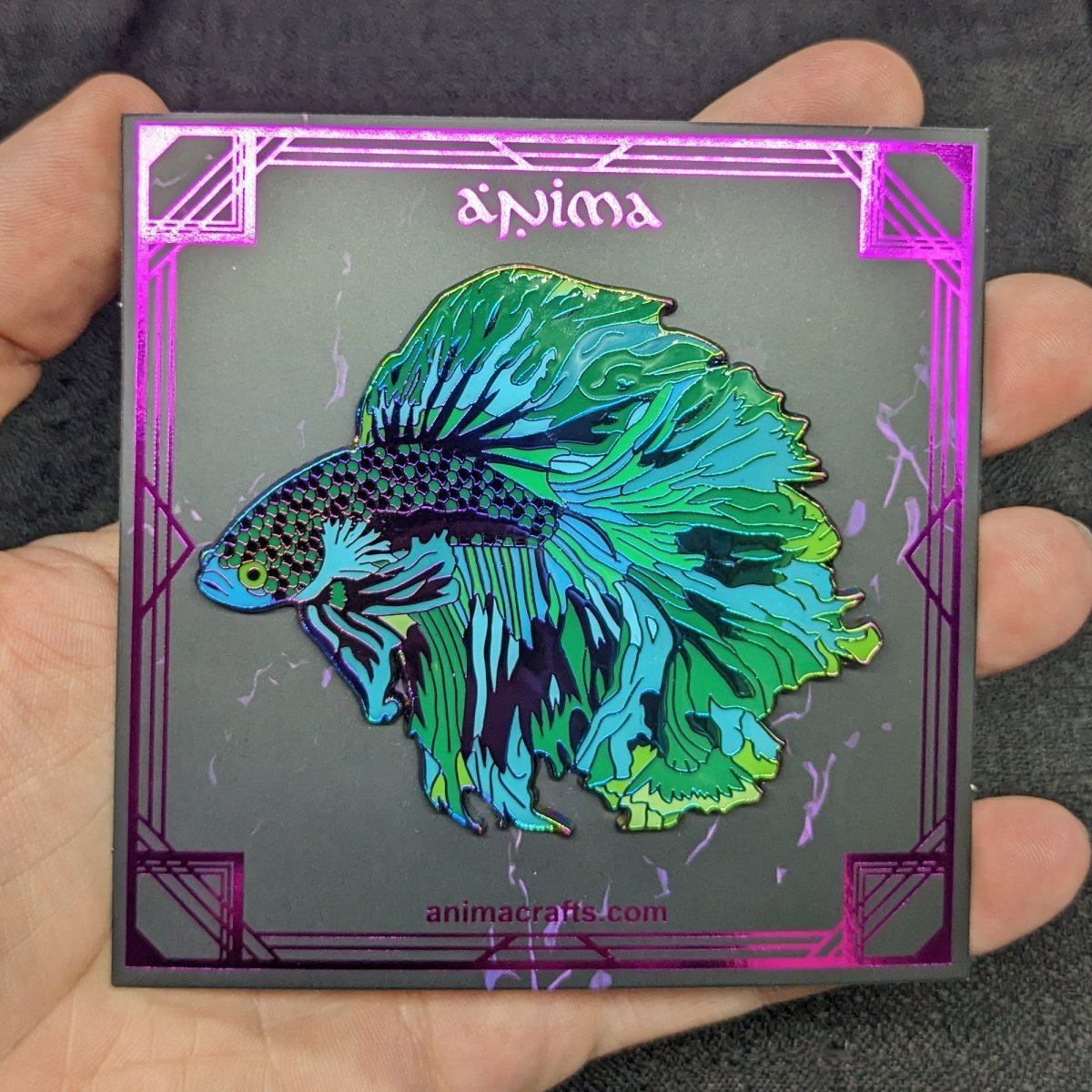 Green Wave Betta Fish Enamel Pin (B Grade)
