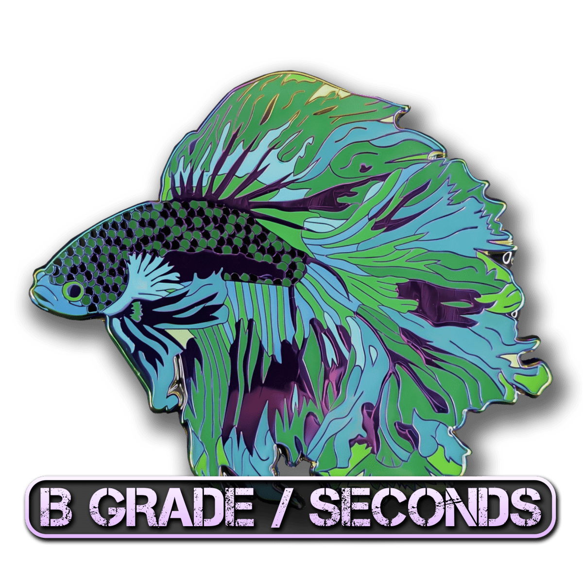 Green Wave Betta Fish Enamel Pin (B Grade)