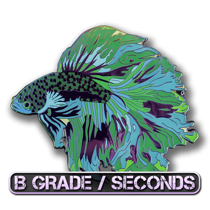 Green Wave Betta Fish Enamel Pin (B Grade)