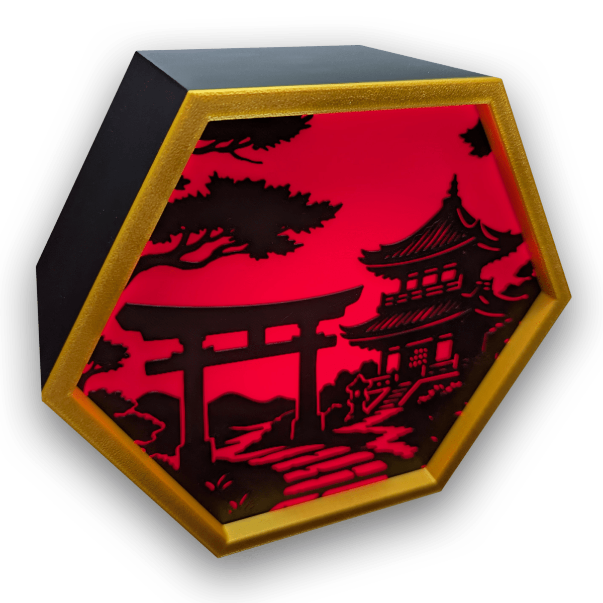 Japanese Temple LED Hex Lamp