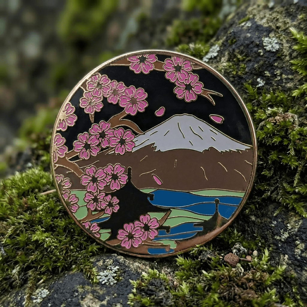 Mt. Fuji & Sakura Blossoms (Night) Enamel Pin