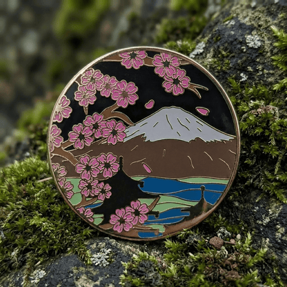 Mt. Fuji & Sakura Blossoms (Night) Enamel Pin