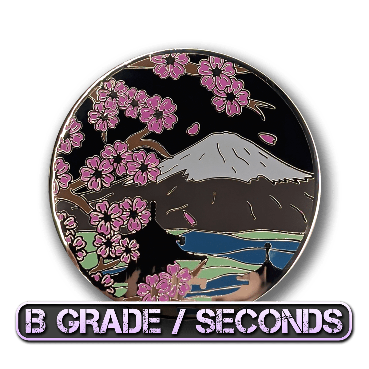 Mt. Fuji & Sakura Blossoms (Night) Enamel Pin (B Grade)