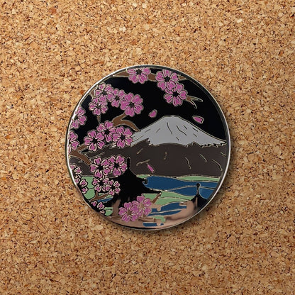 Mt. Fuji & Sakura Blossoms (Night) Enamel Pin (B Grade)