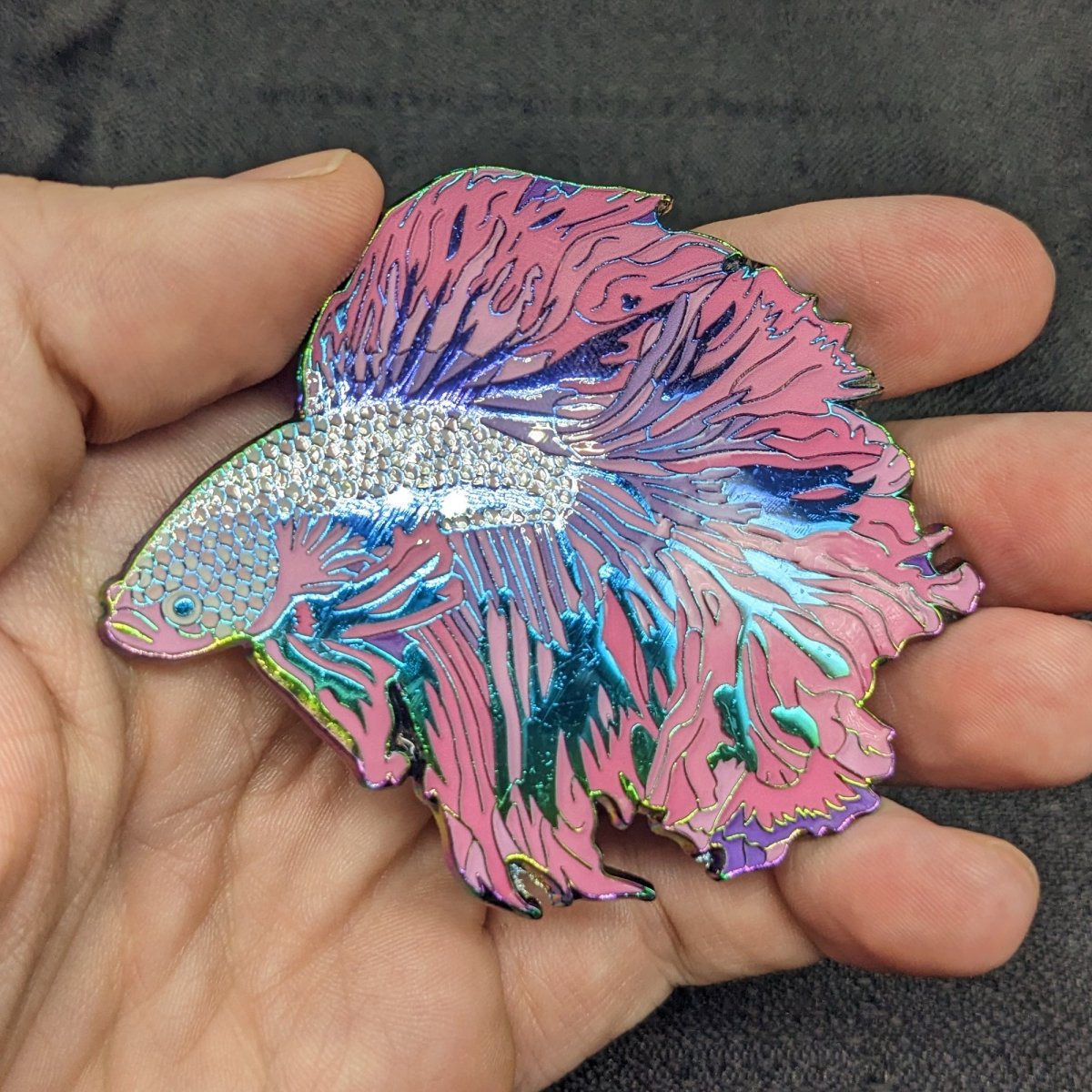 Pink Cloud Betta Fish Enamel Pin (B Grade)