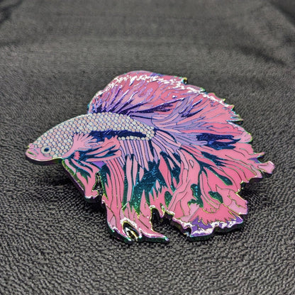Pink Cloud Betta Fish Enamel Pin (B Grade)