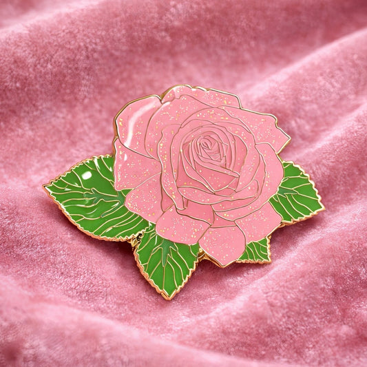 Pink Rose Blossom Enamel Pin
