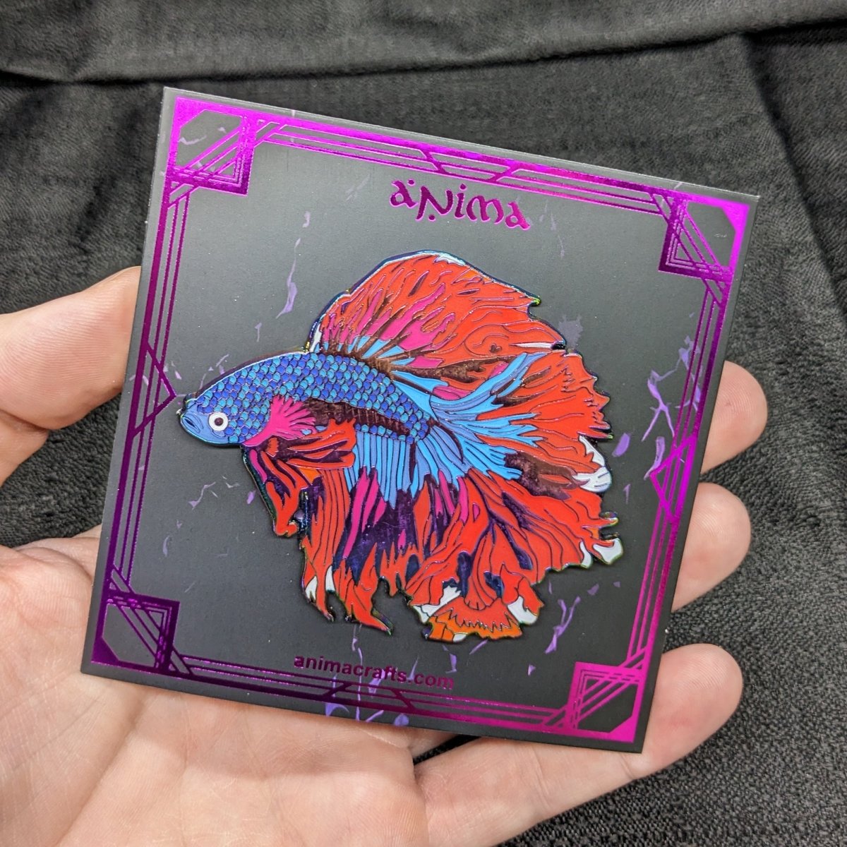 Red Moon Betta Fish Enamel Pin (B Grade)