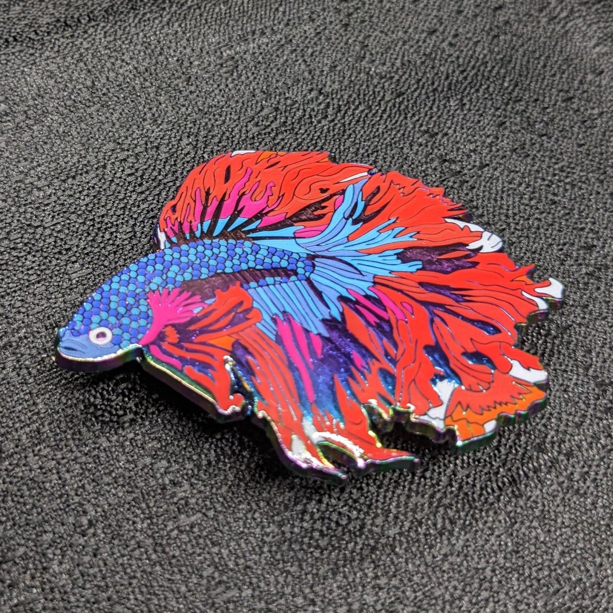 Red Moon Betta Fish Enamel Pin (B Grade)