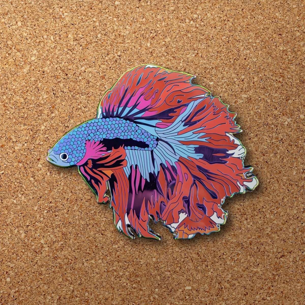 Red Moon Betta Fish Enamel Pin (B Grade)