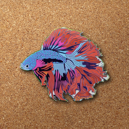 Red Moon Betta Fish Enamel Pin (B Grade)