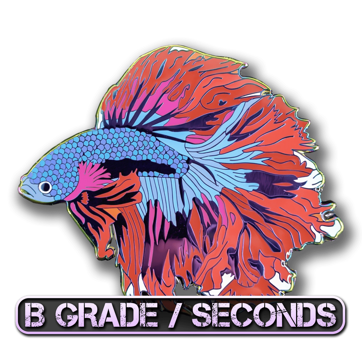 Red Moon Betta Fish Enamel Pin (B Grade)