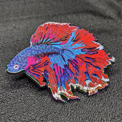 Red Moon Betta Fish Enamel Pin (B Grade)