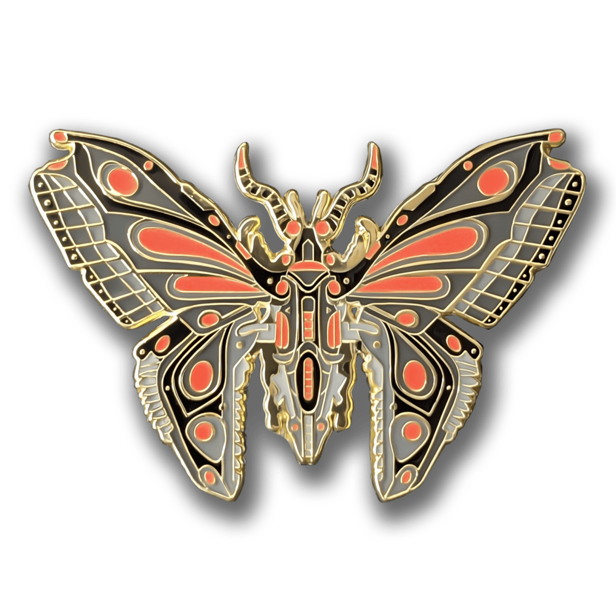 Red Robot Butterfly Enamel Pin