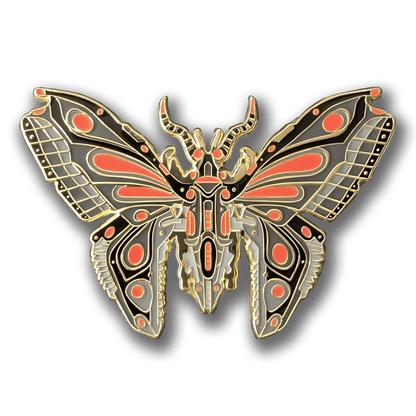 Red Robot Butterfly Enamel Pin