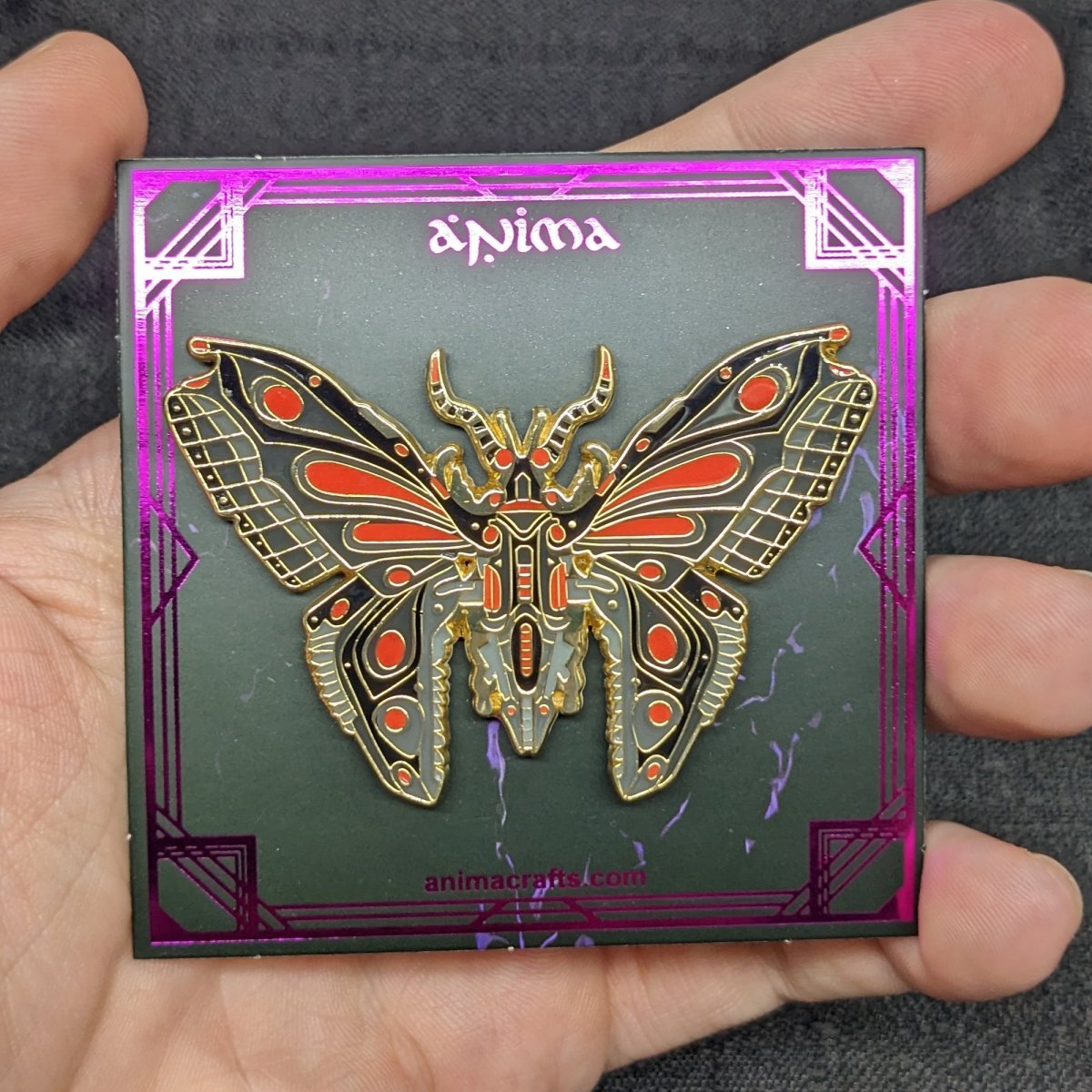 Red Robot Butterfly Enamel Pin (B Grade)