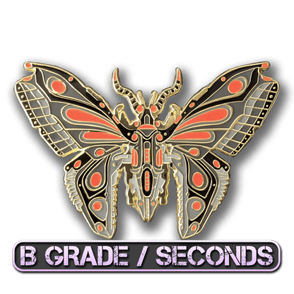 Red Robot Butterfly Enamel Pin (B Grade)