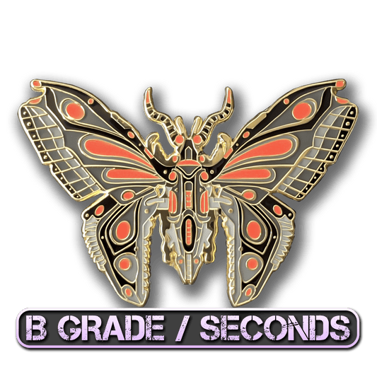 Red Robot Butterfly Enamel Pin (B Grade)