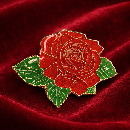 Red Rose Blossom Enamel Pin