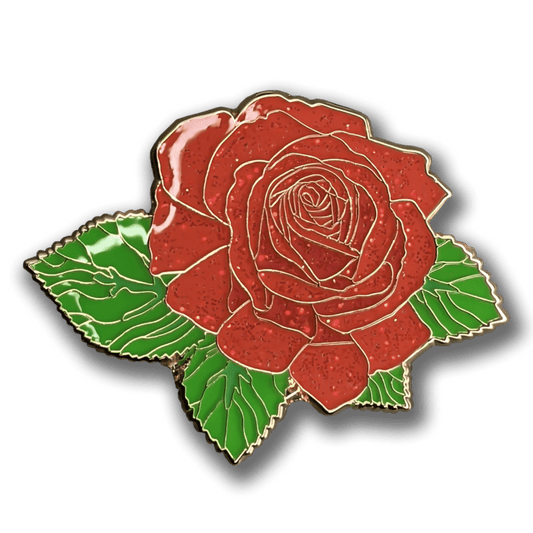 Red Rose Blossom Enamel Pin