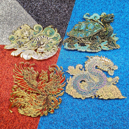 Sacred Beasts Enamel Pins - Legendary Japanese Guardians