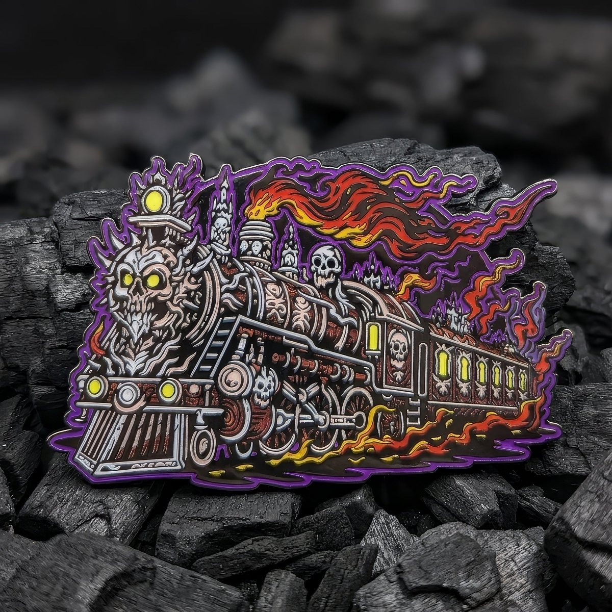 Skull Train Enamel Pin