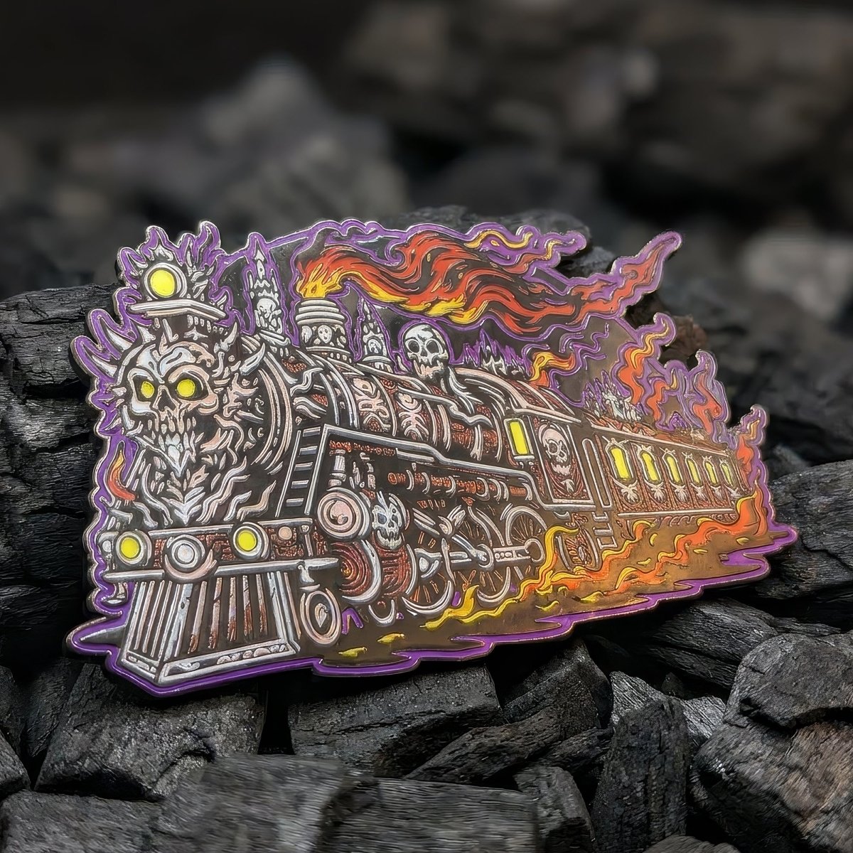 Skull Train Enamel Pin