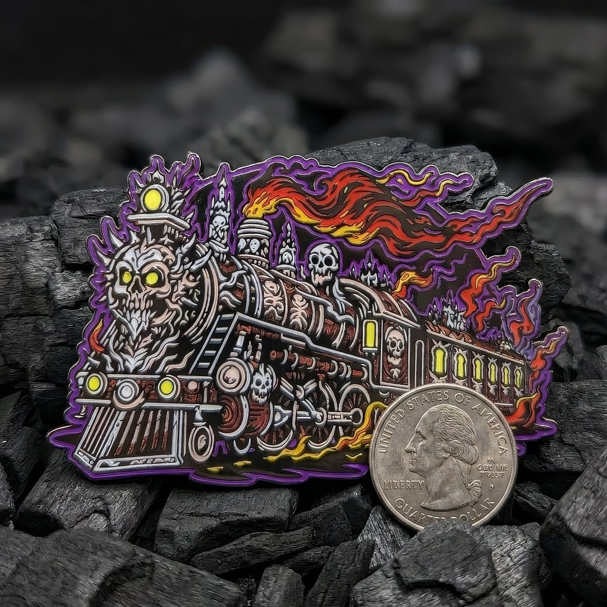 Skull Train Enamel Pin
