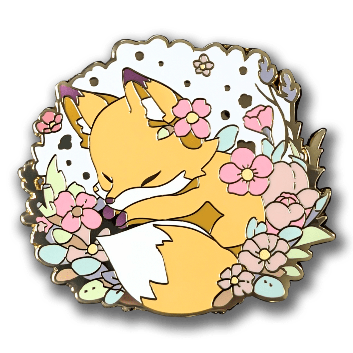 Sleeping Fox Enamel Pin