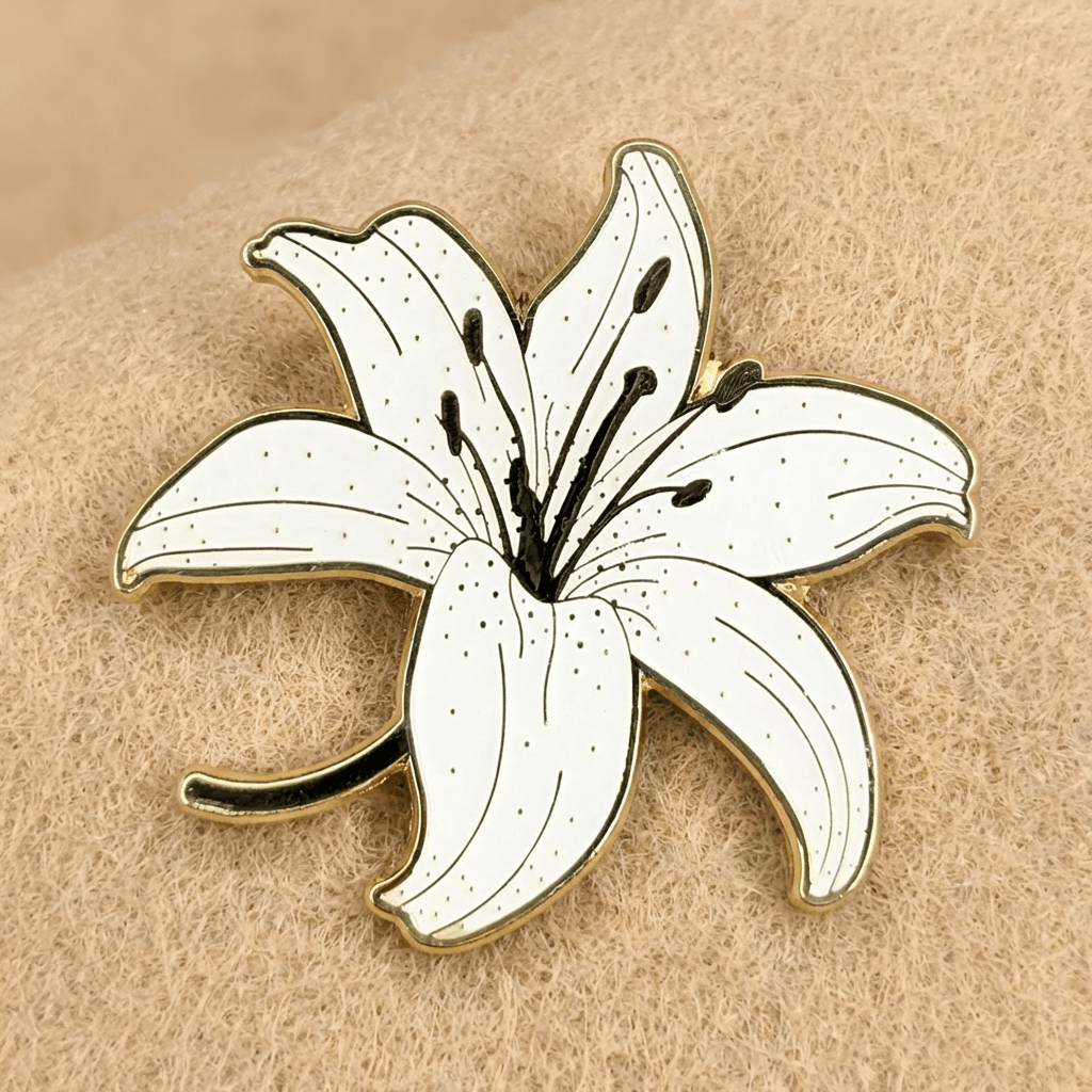 White Lily Enamel Pin