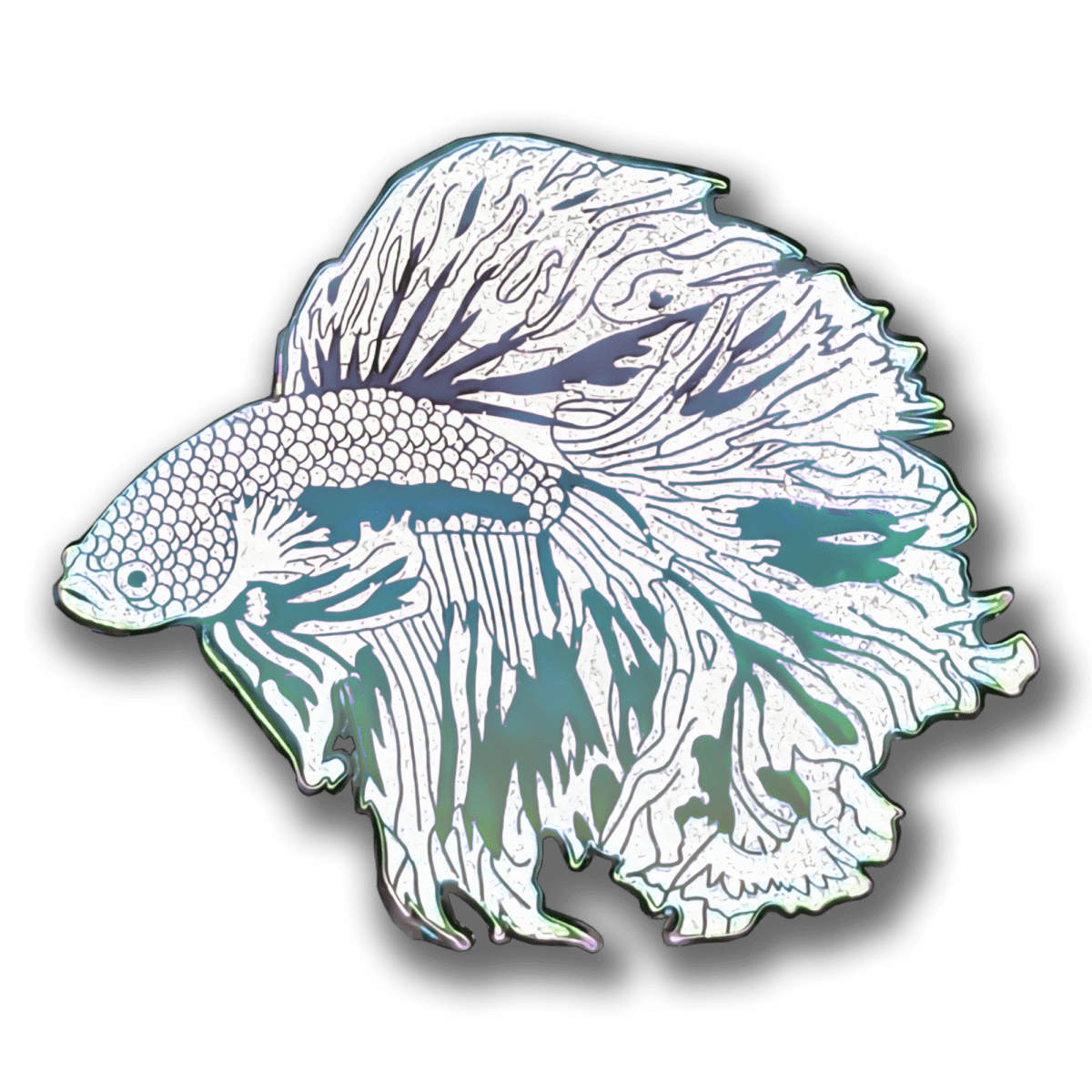 White Pearl Betta Fish Enamel Pin