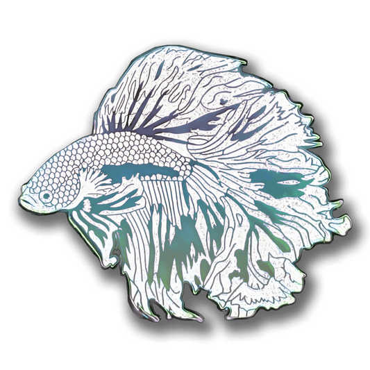 White Pearl Betta Fish Enamel Pin