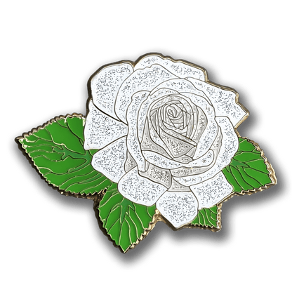 White Rose Blossom Enamel Pin