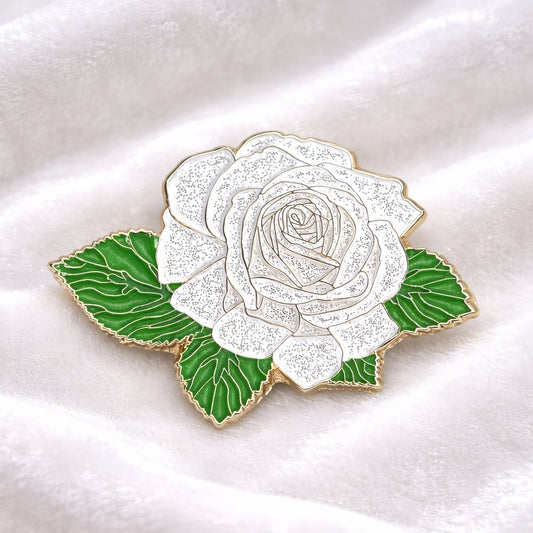 White Rose Blossom Enamel Pin