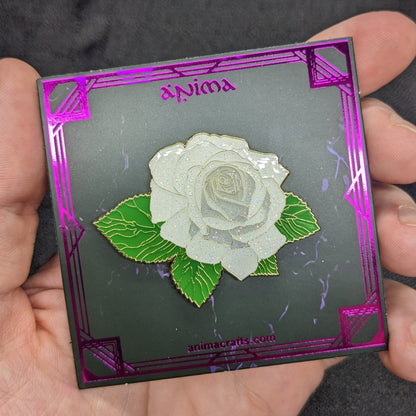 White Rose Blossom Enamel Pin (B Grade)