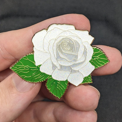 White Rose Blossom Enamel Pin (B Grade)