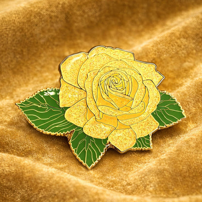 Yellow Rose Blossom Enamel Pin
