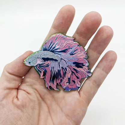 Pink Cloud Betta Fish Enamel Pin