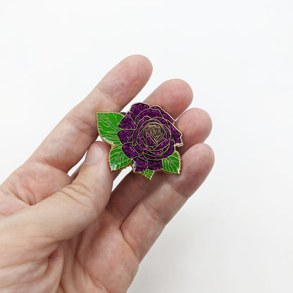 Purple Rose Blossom Enamel Pin